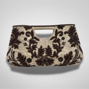 Moyna Brown Beaded Clutch Handbag